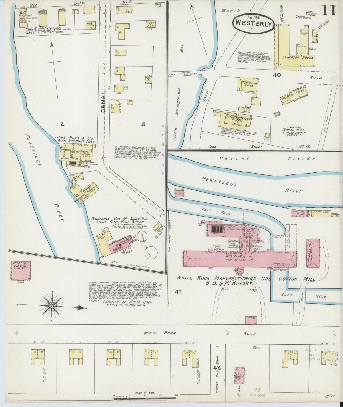 Sanborn Fire Insurance Map from Westerly, Washington County, Rhode Island (1891), Sheet #0011 - Complete Map Set gallery image, historic Sanborn map, vintage wall art, Rhode Island Rhode Island