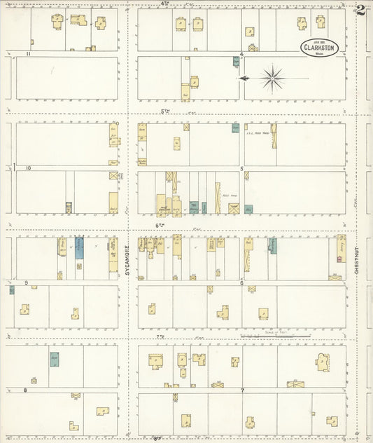 Sanborn Fire Insurance Map from Clarkston, Asotin County, Washington (1901), Sheet #0002 - Historic Sanborn Fire Insurance Map Print, vintage old map wall art, antique decor, genealogy gift, Washington Washington map