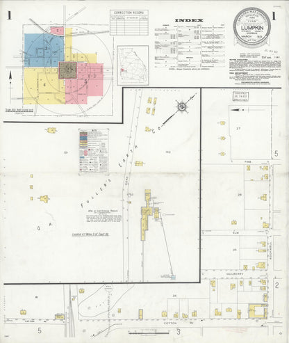 Sanborn Fire Insurance Map from Lumpkin, Stewart County, Georgia (1933), Sheet #0001 - Complete Map Set gallery image, historic Sanborn map, vintage wall art, Georgia Georgia