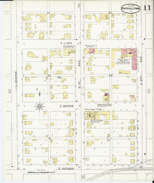 Sanborn Fire Insurance Map from Marshalltown, Marshall County, Iowa (1894), Sheet #0011 - Historic Sanborn Fire Insurance Map Print, vintage old map wall art