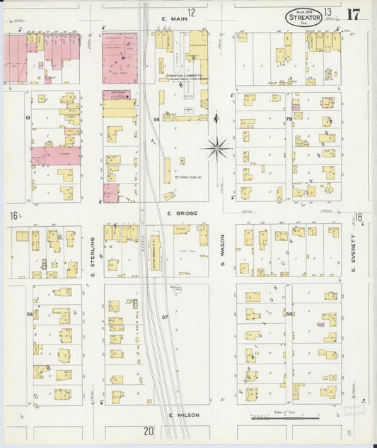 Sanborn Fire Insurance Map from Streator, La Salle County, Illinois (1909), Sheet #0017 - Historic Sanborn Fire Insurance Map Print, vintage old map wall art, antique decor, genealogy gift, Illinois Illinois map