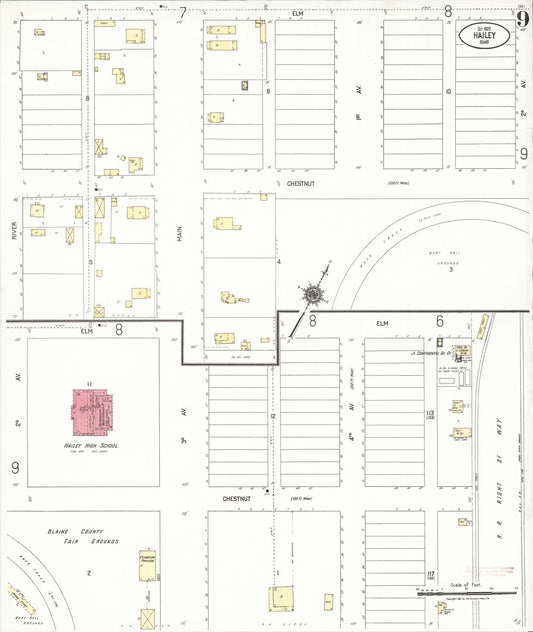 Sanborn Fire Insurance Map from Hailey, Blaine County, Idaho (1920), Sheet #0009 - Historic Sanborn Fire Insurance Map Print, vintage old map wall art, antique decor, genealogy gift, Idaho Idaho map