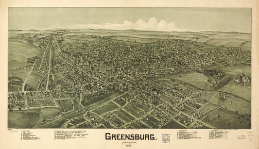 Greensburg, Pennsylvania 1901. (1901) – Historic Bird’s-Eye View Panorama Print