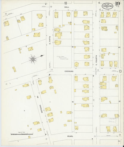 Sanborn Fire Insurance Map from Corning, Steuben County, New York (1908), Sheet #0019 - Complete Map Set gallery image, historic Sanborn map, vintage wall art, New York New York
