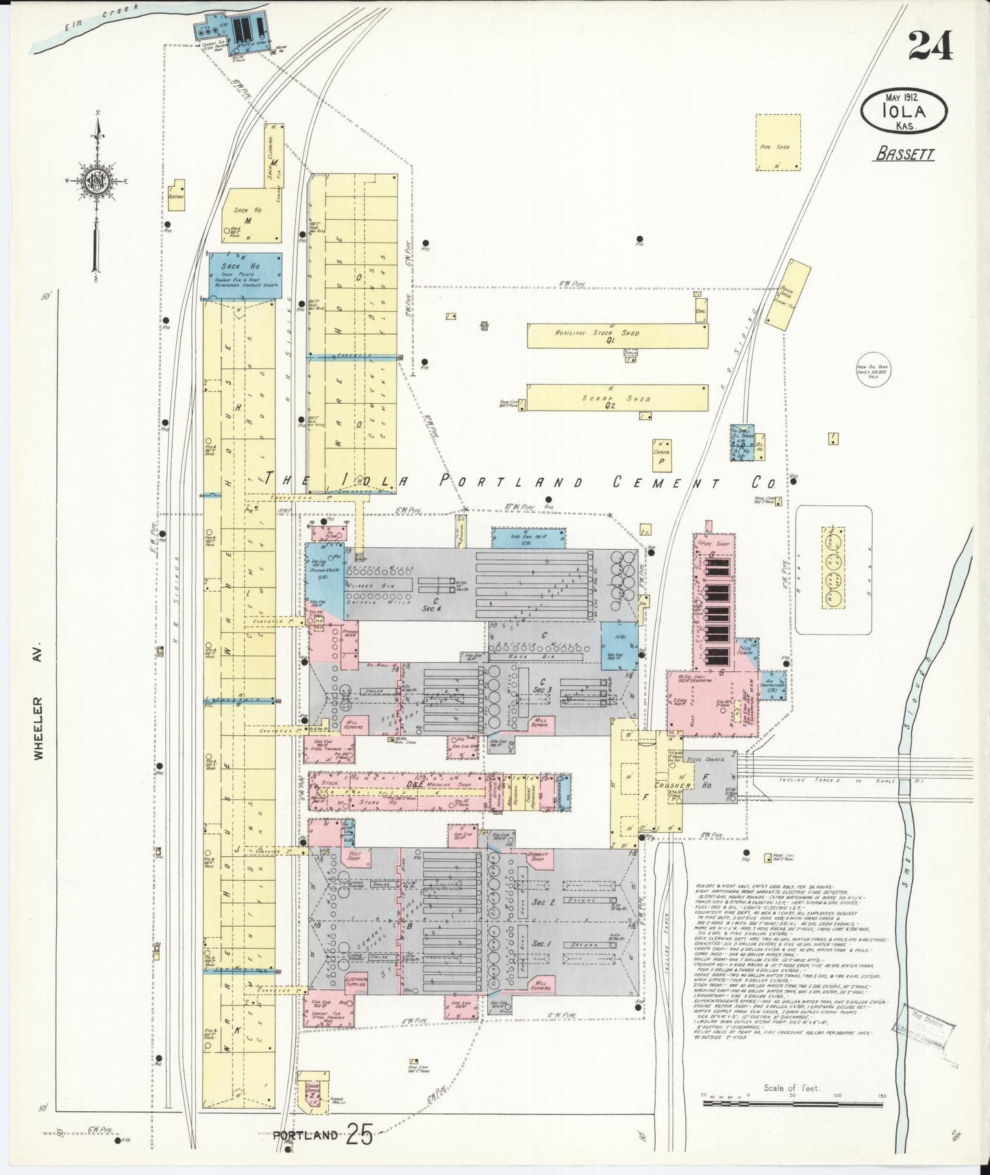 Sanborn Fire Insurance Map from Iola, Allen County, Kansas (1912), Sheet #0024 - Historic Sanborn Fire Insurance Map Print, vintage old map wall art, antique decor, genealogy gift, Kansas Kansas map