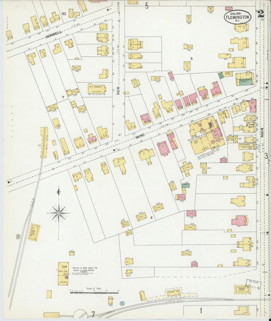 Sanborn Fire Insurance Map from Flemington, Hunterdon County, New Jersey (1902), Sheet #0002 - Historic Sanborn Fire Insurance Map Print, vintage old map wall art, antique decor, genealogy gift, New Jersey New Jersey map