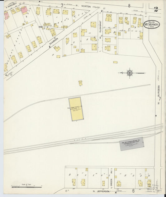 Sanborn Fire Insurance Map from Mount Vernon, Knox County, Ohio (1913), Sheet #0002 - Historic Sanborn Fire Insurance Map Print, vintage old map wall art, antique decor, genealogy gift, Ohio Ohio map