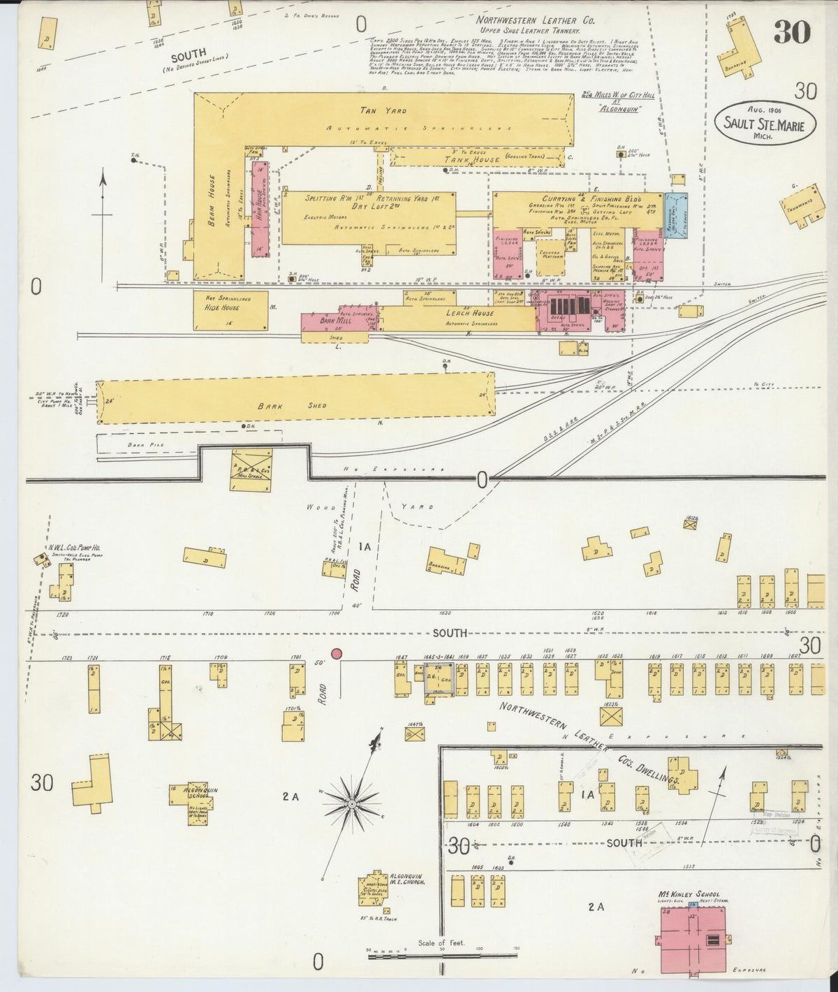 Sanborn Fire Insurance Map from Sault Sainte Marie, Chippewa County, Michigan (1906), Sheet #0030 - Historic Sanborn Fire Insurance Map Print, vintage old map wall art, antique decor, genealogy gift, Michigan Michigan map