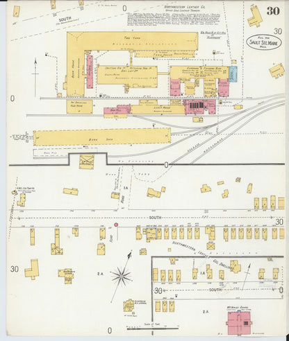 Sanborn Fire Insurance Map from Sault Sainte Marie, Chippewa County, Michigan (1906), Sheet #0030 - Historic Sanborn Fire Insurance Map Print, vintage old map wall art, antique decor, genealogy gift, Michigan Michigan map