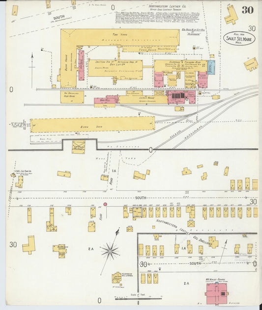 Sanborn Fire Insurance Map from Sault Sainte Marie, Chippewa County, Michigan (1906), Sheet #0030 - Historic Sanborn Fire Insurance Map Print, vintage old map wall art, antique decor, genealogy gift, Michigan Michigan map
