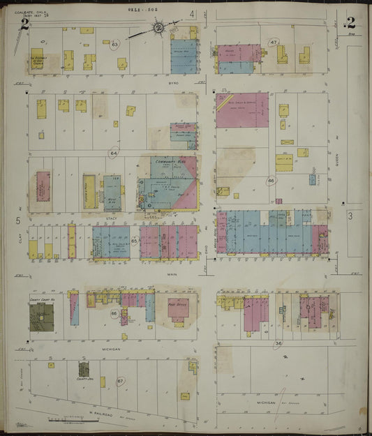 Sanborn Fire Insurance Map from Coalgate, Coal County, Oklahoma (1944), Sheet #0002 - Historic Sanborn Fire Insurance Map Print, vintage old map wall art, antique decor, genealogy gift, Oklahoma Oklahoma map