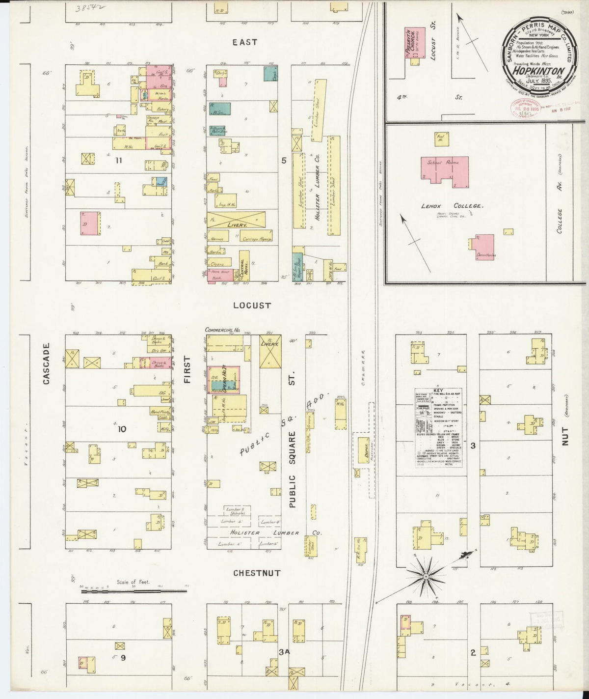 Sanborn Fire Insurance Map from Hopkinton, Delaware County, Iowa (1895), Sheet #0001 - Historic Sanborn Fire Insurance Map Print, vintage old map wall art, antique decor, genealogy gift, Hopkinton Delaware map