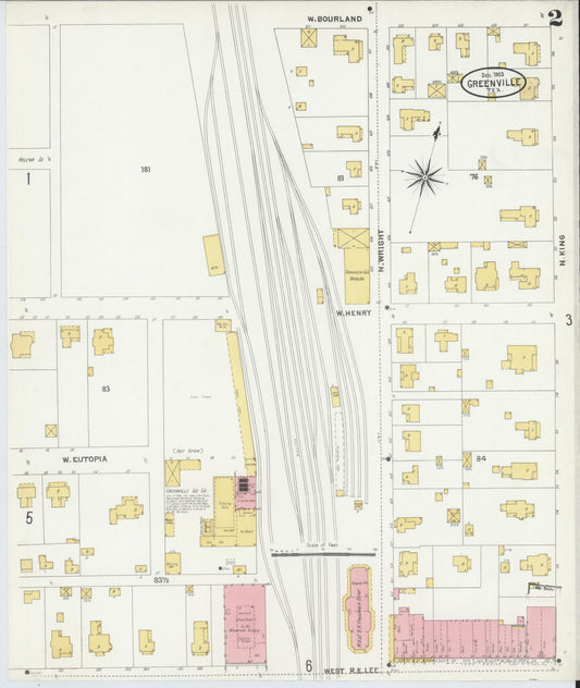 Sanborn Fire Insurance Map from Greenville, Hunt County, Texas (1903), Sheet #0002 - Historic Sanborn Fire Insurance Map Print, vintage old map wall art, antique decor, genealogy gift, Texas Texas map
