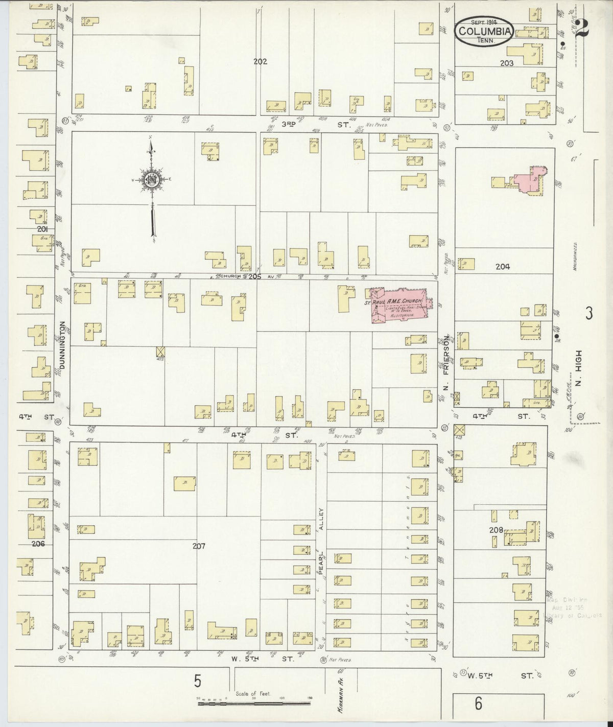 Sanborn Fire Insurance Map from Columbia, Maury County, Tennessee (1914), Sheet #0002 - Complete Map Set gallery image, historic Sanborn map, vintage wall art, Tennessee Tennessee