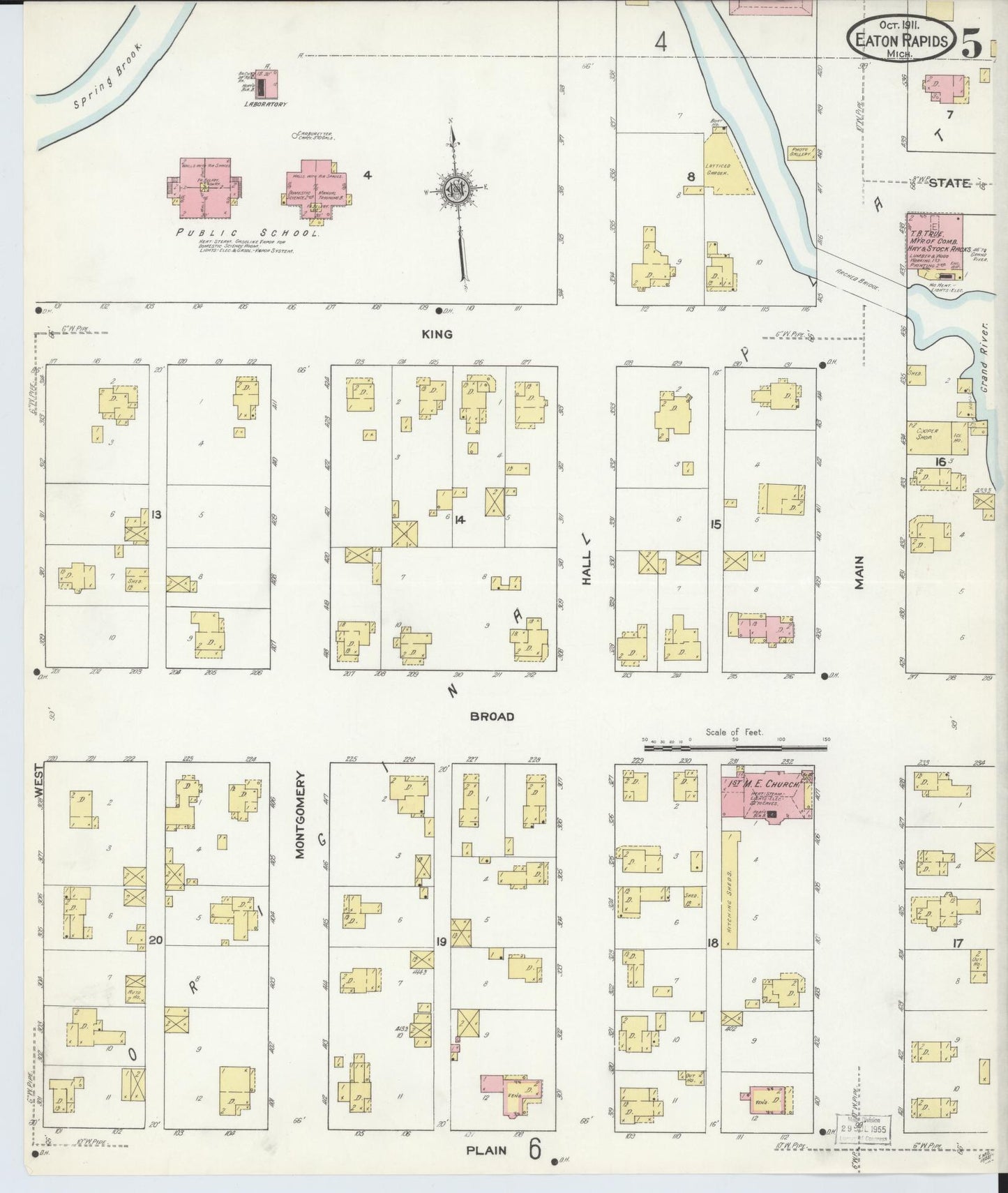 Sanborn Fire Insurance Map from Eaton Rapids, Eaton County, Michigan (1911), Sheet #0005 - Complete Map Set gallery image, historic Sanborn map, vintage wall art, Michigan Michigan