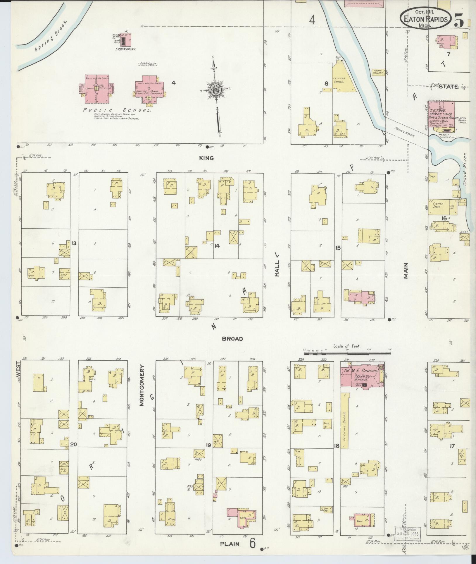 Sanborn Fire Insurance Map from Eaton Rapids, Eaton County, Michigan (1911), Sheet #0005 - Complete Map Set gallery image, historic Sanborn map, vintage wall art, Michigan Michigan