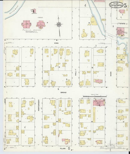 Sanborn Fire Insurance Map from Eaton Rapids, Eaton County, Michigan (1911), Sheet #0005 - Complete Map Set gallery image, historic Sanborn map, vintage wall art, Michigan Michigan