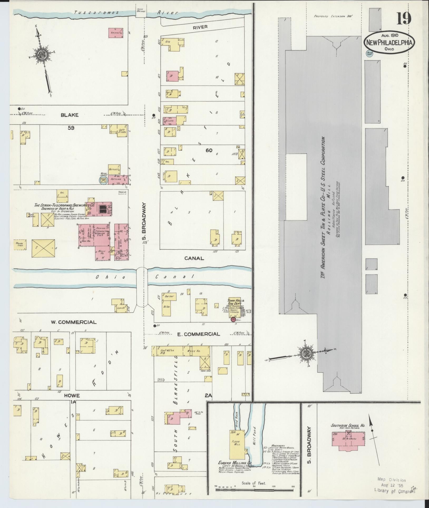 Sanborn Fire Insurance Map from New Philadelphia, Tuscarawas County, Ohio (1910), Sheet #0019 - Complete Map Set gallery image, historic Sanborn map, vintage wall art, Ohio Ohio