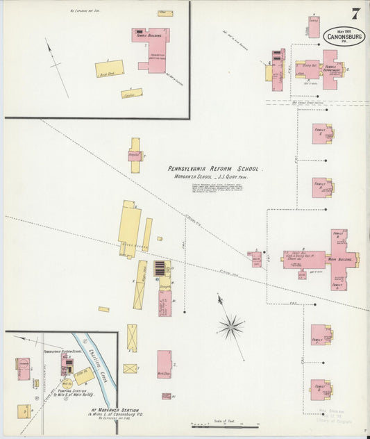 Sanborn Fire Insurance Map from Canonsburg, Washington County, Pennsylvania (1901), Sheet #0007 - Historic Sanborn Fire Insurance Map Print, vintage old map wall art, antique decor, genealogy gift, Pennsylvania Pennsylvania map