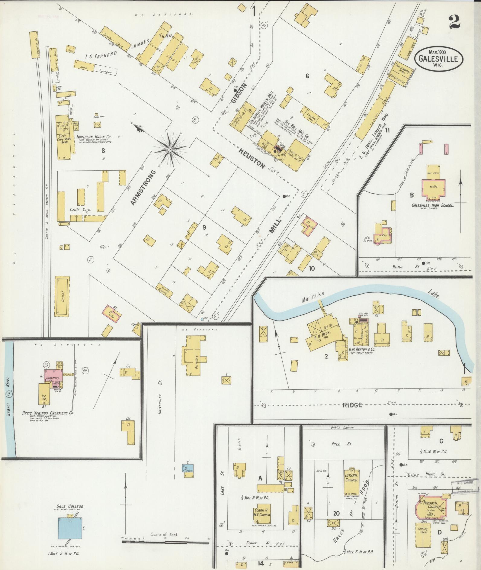 Sanborn Fire Insurance Map from Galesville, Trempealeau County, Wisconsin (1900), Sheet #0002 - Historic Sanborn Fire Insurance Map Print, vintage old map wall art, antique decor, genealogy gift, Wisconsin Wisconsin map