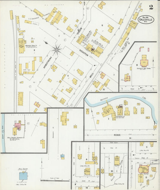 Sanborn Fire Insurance Map from Galesville, Trempealeau County, Wisconsin (1900), Sheet #0002 - Historic Sanborn Fire Insurance Map Print, vintage old map wall art, antique decor, genealogy gift, Wisconsin Wisconsin map