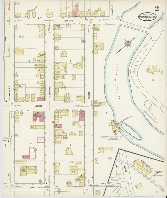 Sanborn Fire Insurance Map from Montgomery, Orange County, New York (1913), Sheet #0002 - Historic Sanborn Fire Insurance Map Print, vintage old map wall art, antique decor, genealogy gift, New York New York map