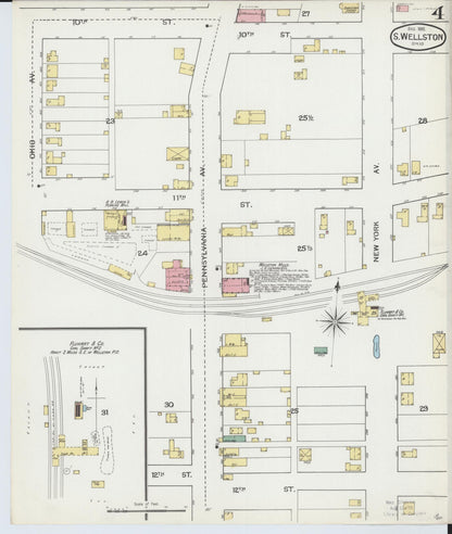 Sanborn Fire Insurance Map from Wellston, Jackson County, Ohio (1892), Sheet #0004 - Complete Map Set gallery image, historic Sanborn map, vintage wall art, Ohio Ohio