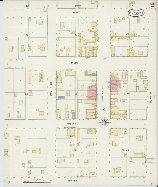 Sanborn Fire Insurance Map from Mondovi, Buffalo County, Wisconsin (1894), Sheet #0002 - Historic Sanborn Fire Insurance Map Print, vintage old map wall art, antique decor, genealogy gift, Wisconsin Wisconsin map