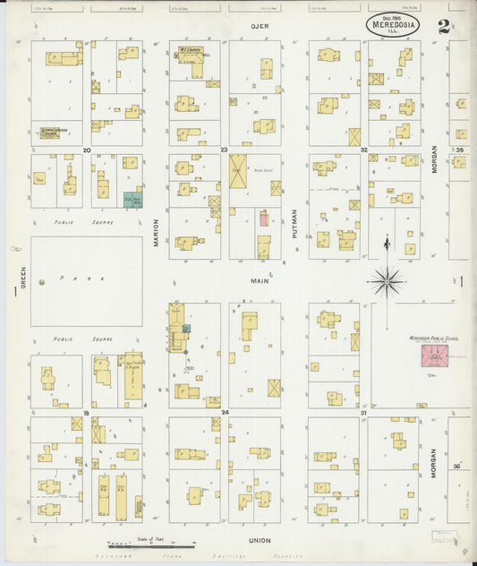 Sanborn Fire Insurance Map from Meredosia, Morgan County, Illinois (1905), Sheet #0002 - Historic Sanborn Fire Insurance Map Print, vintage old map wall art, antique decor, genealogy gift, Illinois Illinois map
