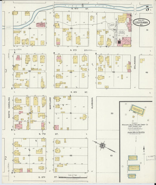 Sanborn Fire Insurance Map from Louisiana, Pike County, Missouri (1917), Sheet #0005 - Historic Sanborn Fire Insurance Map Print, vintage old map wall art, antique decor, genealogy gift, Missouri Missouri map
