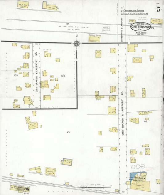Sanborn Fire Insurance Map from Chittenango, Madison County, New York (1911), Sheet #0005 - Historic Sanborn Fire Insurance Map Print, vintage old map wall art, antique decor, genealogy gift, New York New York map