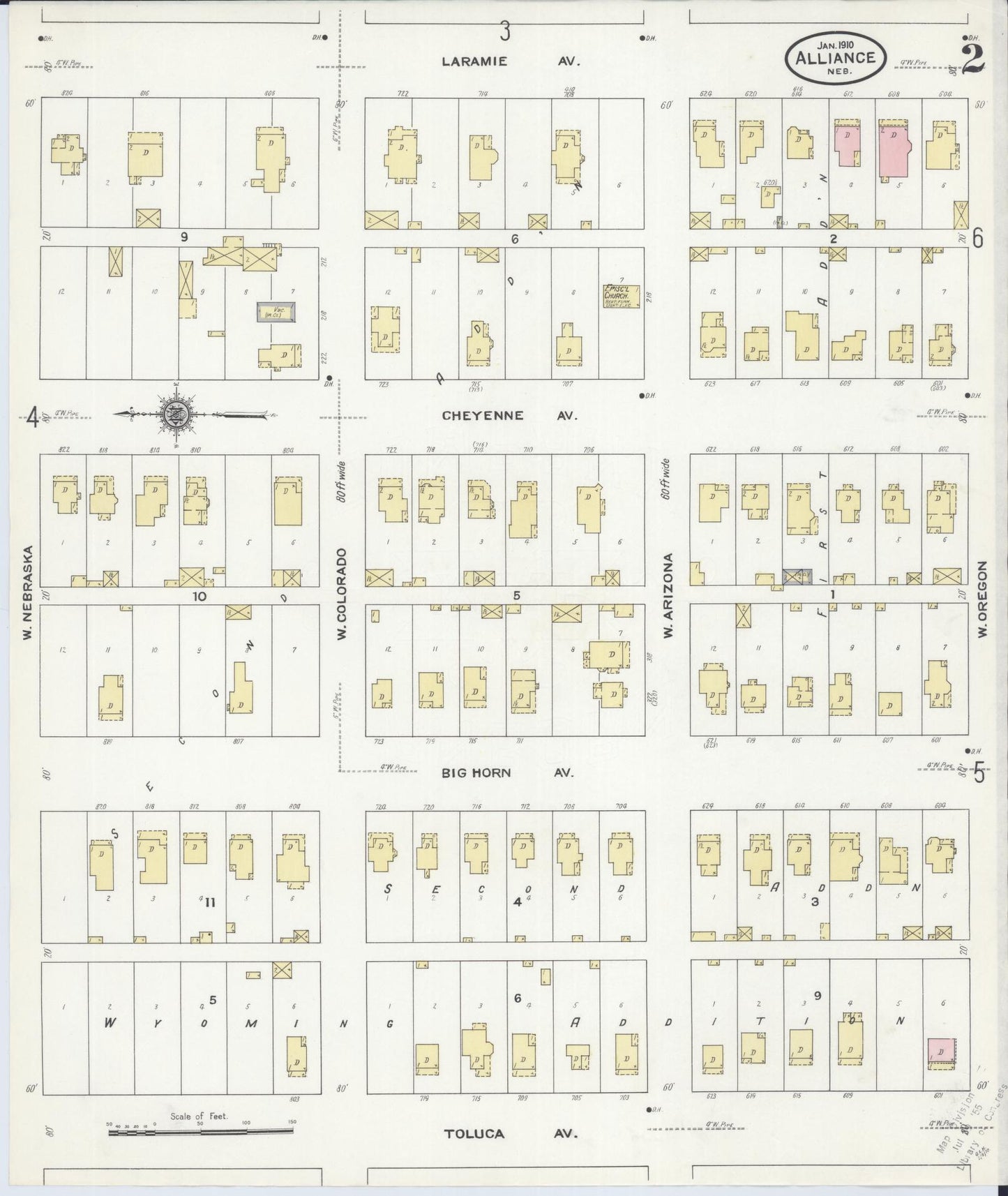 Sanborn Fire Insurance Map from Alliance, Box Butte County, Nebraska (1910), Sheet #0002 - Complete Map Set gallery image, historic Sanborn map, vintage wall art, Nebraska Nebraska