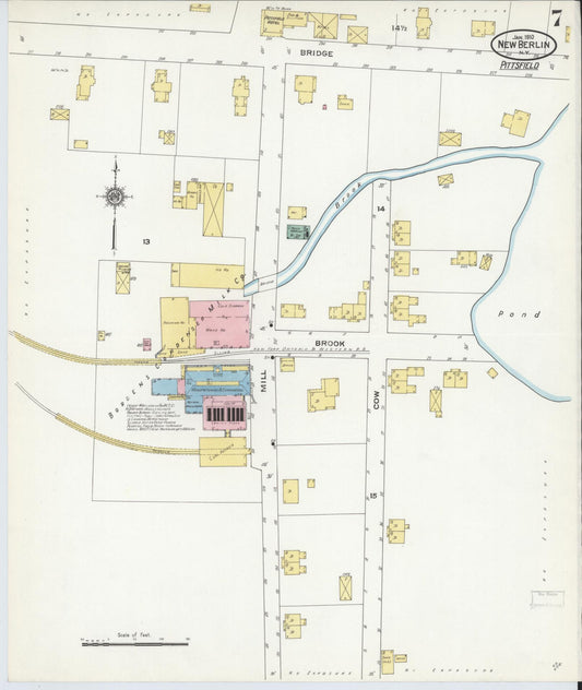 Sanborn Fire Insurance Map from New Berlin, Chenango County, New York (1910), Sheet #0007 - Historic Sanborn Fire Insurance Map Print, vintage old map wall art, antique decor, genealogy gift, New York New York map