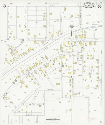 Sanborn Fire Insurance Map from Tallapoosa, Haralson County, Georgia (1930), Sheet #0008 - Complete Map Set gallery image, historic Sanborn map, vintage wall art, Georgia Georgia