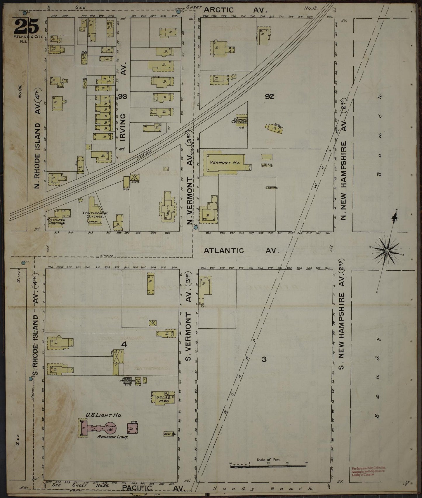 Sanborn Fire Insurance Map from Atlantic City, Atlantic County, New Jersey (1886), Sheet #0025 - Complete Map Set gallery image, historic Sanborn map, vintage wall art, New Jersey New Jersey