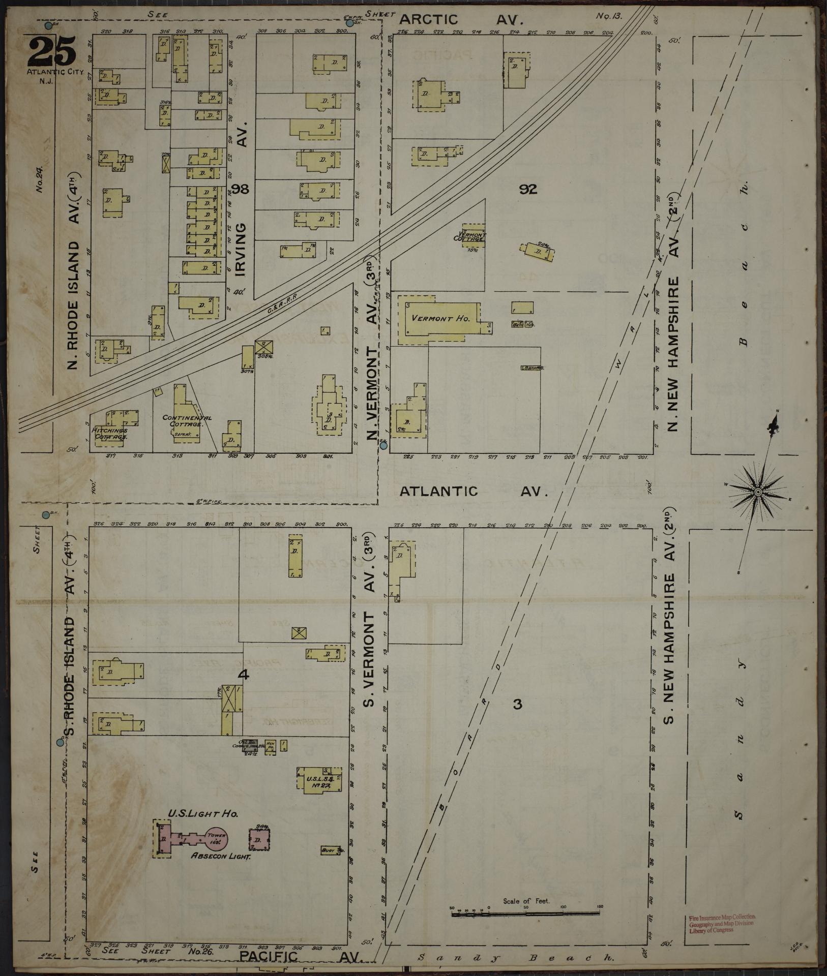 Sanborn Fire Insurance Map from Atlantic City, Atlantic County, New Jersey (1886), Sheet #0025 - Complete Map Set gallery image, historic Sanborn map, vintage wall art, New Jersey New Jersey