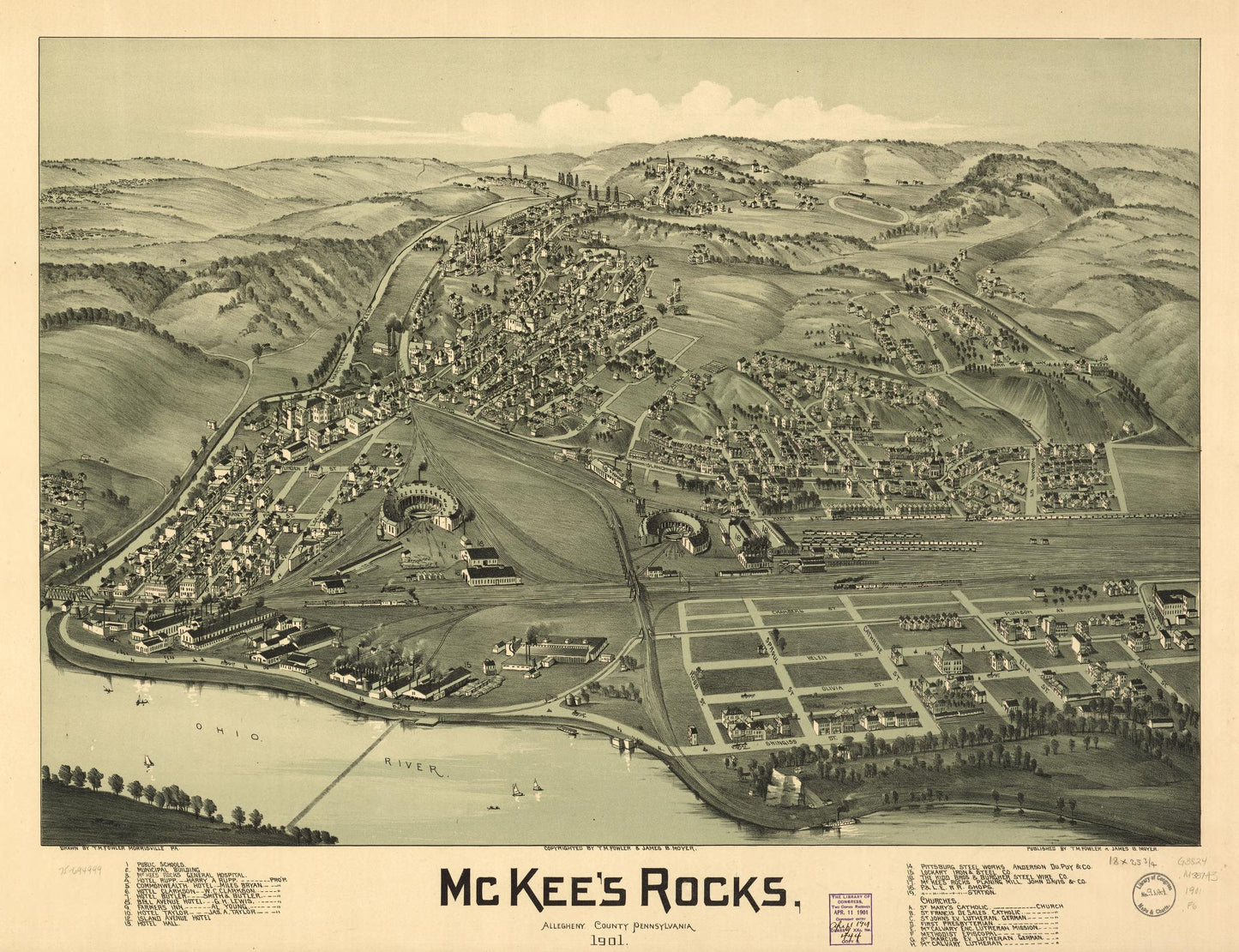 McKee's Rocks, Allegheny County, Pennsylvania 1901. (1901) – Historic Bird’s-Eye View Panorama Print