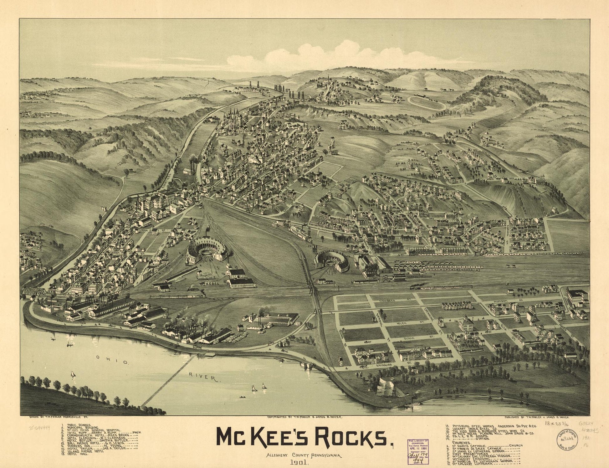 McKee's Rocks, Allegheny County, Pennsylvania 1901. (1901) – Historic Bird’s-Eye View Panorama Print