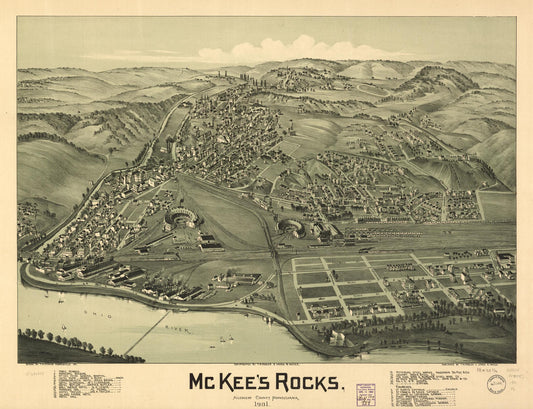McKee's Rocks, Allegheny County, Pennsylvania 1901. (1901) – Historic Bird’s-Eye View Panorama Print