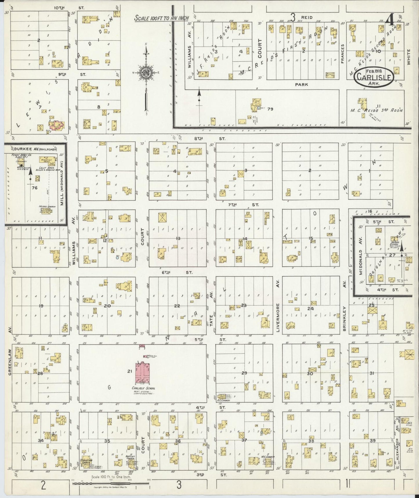 Sanborn Fire Insurance Map from Carlisle, Lonoke County, Arkansas (1918), Sheet #0004 - Complete Map Set gallery image, historic Sanborn map, vintage wall art, Arkansas Arkansas