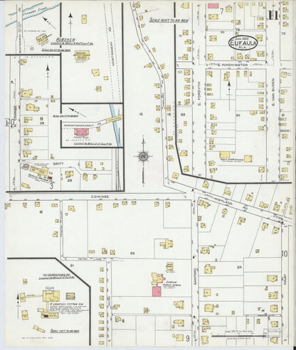 Sanborn Fire Insurance Map from Eufaula, Barbour County, Alabama (1920), Sheet #0011 - Complete Map Set gallery image, historic Sanborn map, vintage wall art, Alabama Alabama