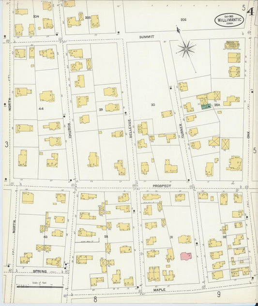 Sanborn Fire Insurance Map from Willimantic, Windham County, Connecticut (1903), Sheet #0004 - Historic Sanborn Fire Insurance Map Print, vintage old map wall art, antique decor, genealogy gift, Connecticut Connecticut map