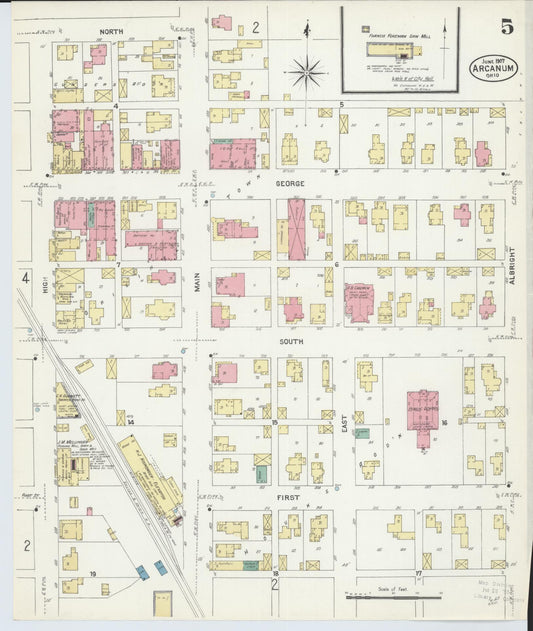 Sanborn Fire Insurance Map from Arcanum, Darke County, Ohio (1907), Sheet #0005 - Historic Sanborn Fire Insurance Map Print, vintage old map wall art, antique decor, genealogy gift, Ohio Ohio map