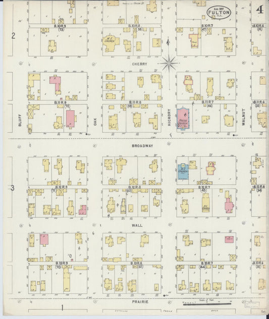 Sanborn Fire Insurance Map from Fulton, Whiteside County, Illinois (1897), Sheet #0004 - Historic Sanborn Fire Insurance Map Print, vintage old map wall art, antique decor, genealogy gift, Illinois Illinois map