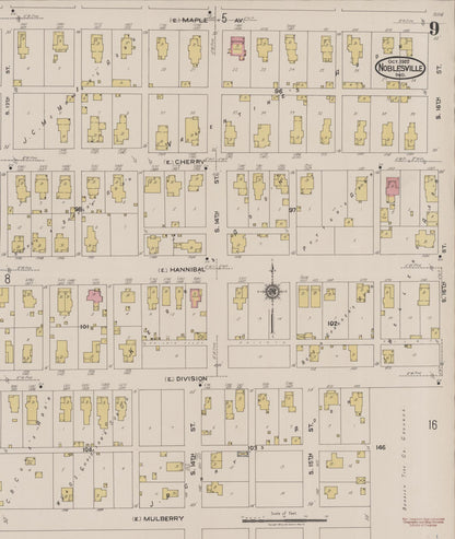 Sanborn Fire Insurance Map from Noblesville, Hamilton County, Indiana (1922), Sheet #0009 - Complete Map Set gallery image, historic Sanborn map, vintage wall art, Indiana Indiana