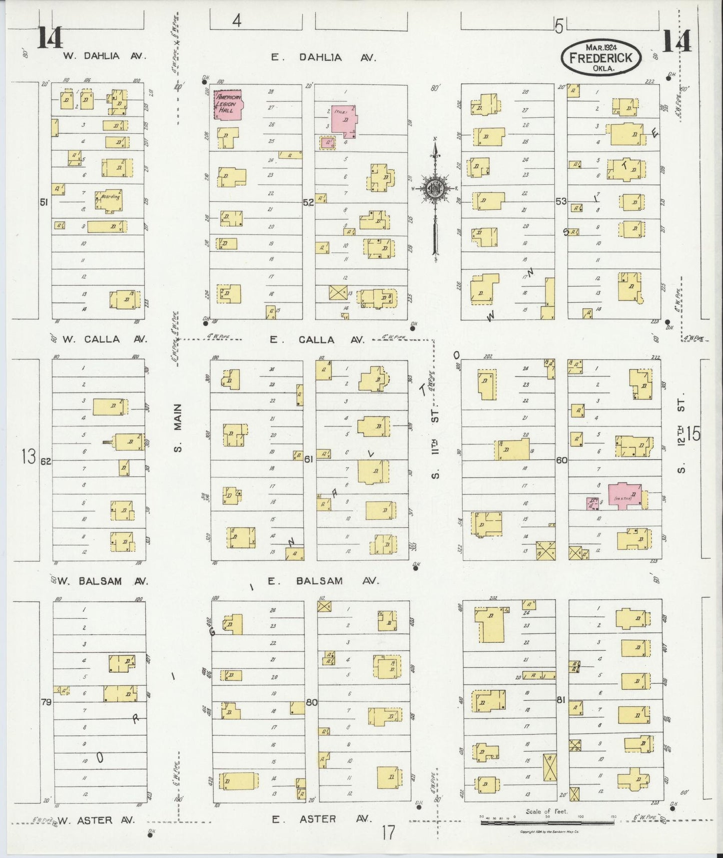 Sanborn Fire Insurance Map from Frederick, Tillman County, Oklahoma (1924), Sheet #0014 - Complete Map Set gallery image, historic Sanborn map, vintage wall art, Oklahoma Oklahoma