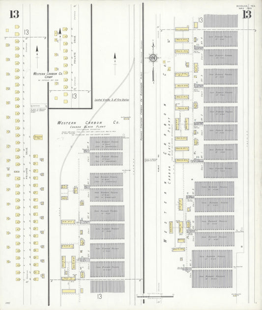 Sanborn Fire Insurance Map from Borger, Hutchinson County, Texas (1933), Sheet #0013 - Historic Sanborn Fire Insurance Map Print, vintage old map wall art, antique decor, genealogy gift, Texas Texas map