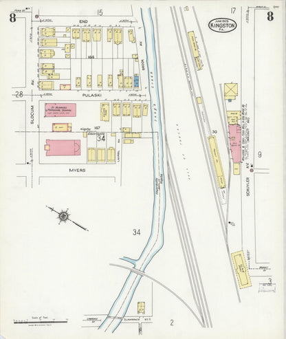 Sanborn Fire Insurance Map from Kingston, Luzerne County, Pennsylvania (1925), Sheet #0008 - Complete Map Set gallery image, historic Sanborn map, vintage wall art, Pennsylvania Pennsylvania