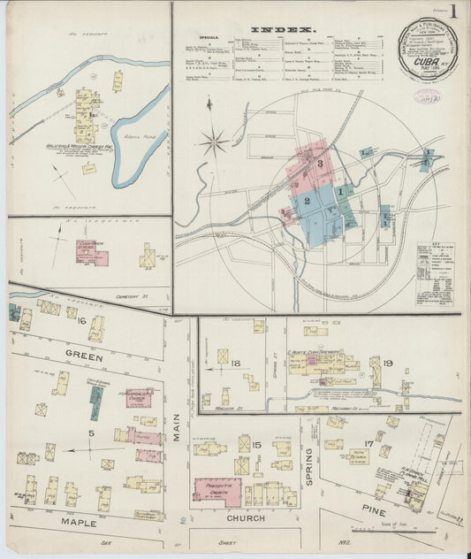 Sanborn Fire Insurance Map from Cuba, Allegany County, New York (1886), Sheet #0001 - Complete Map Set gallery image, historic Sanborn map, vintage wall art, New York New York