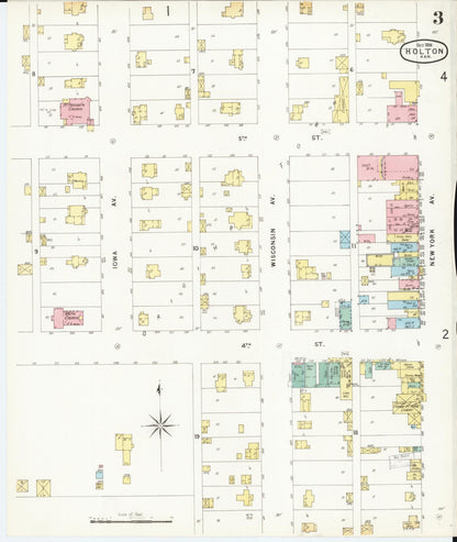Sanborn Fire Insurance Map from Holton, Jackson County, Kansas (1896), Sheet #0003 - Complete Map Set gallery image, historic Sanborn map, vintage wall art, Kansas Kansas